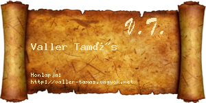 Valler Tamás névjegykártya